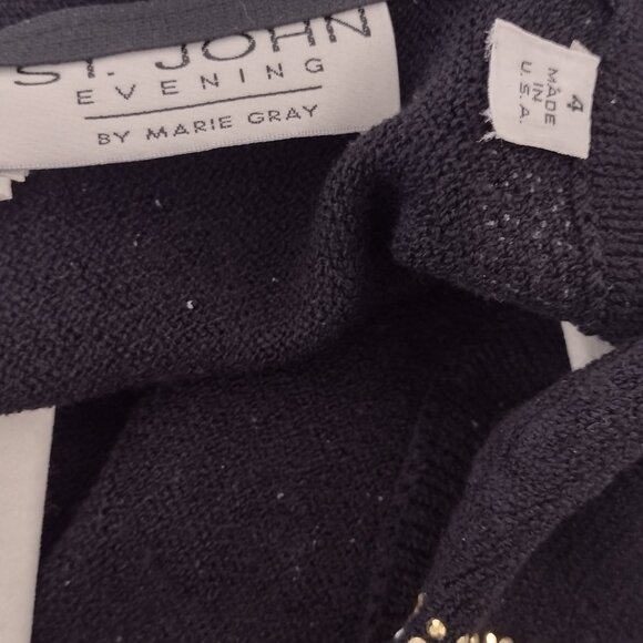 St John Evening Black Beaded Knit Dress - Picture 8 of 8